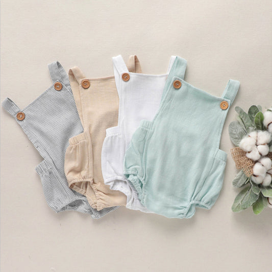 Sleeveless Solid Cotton Baby Romper