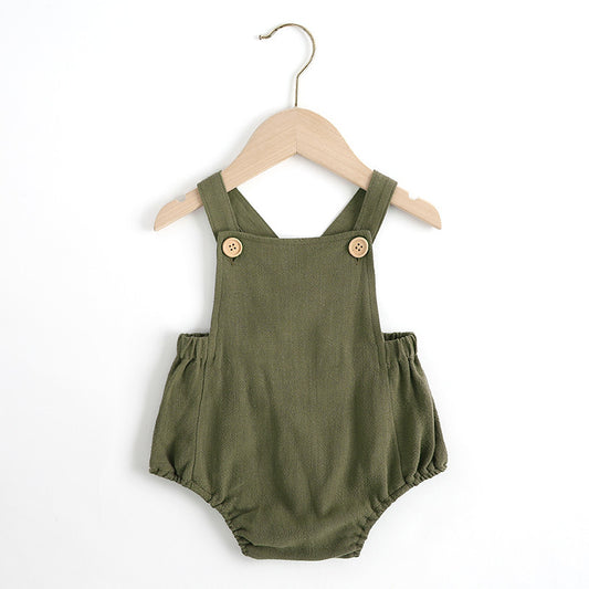 Cotton Solid Sleeveless Baby Romper