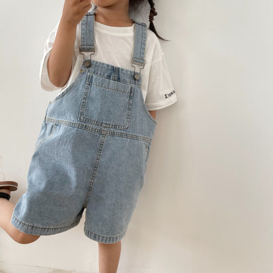 Baby Washed Denim Short Overall