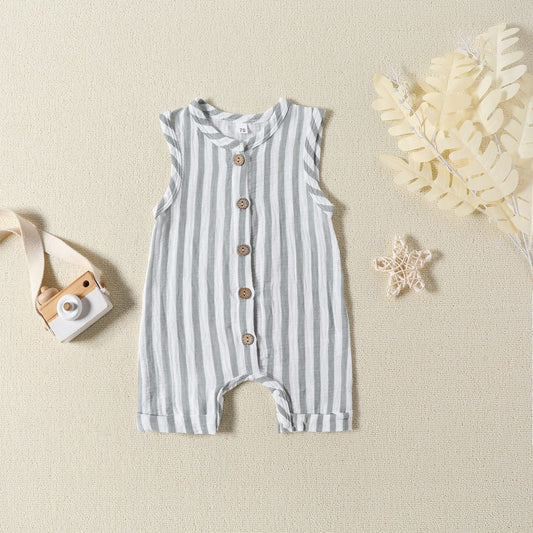 Striped Button Baby Jumpsuit